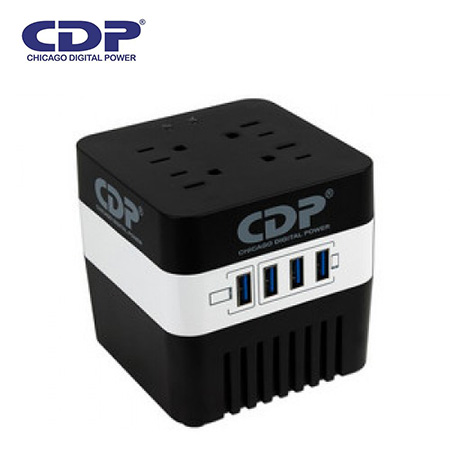 ESTABILIZADOR CDP RU-AVR604I 600VA/300W 4 SALIDAS 4 PORT USB (RU-AVR604I)*